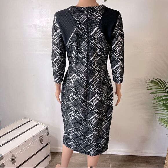 Cato Black Print Textured Knit Midi Dress Size 10 - Picture 5 of 11